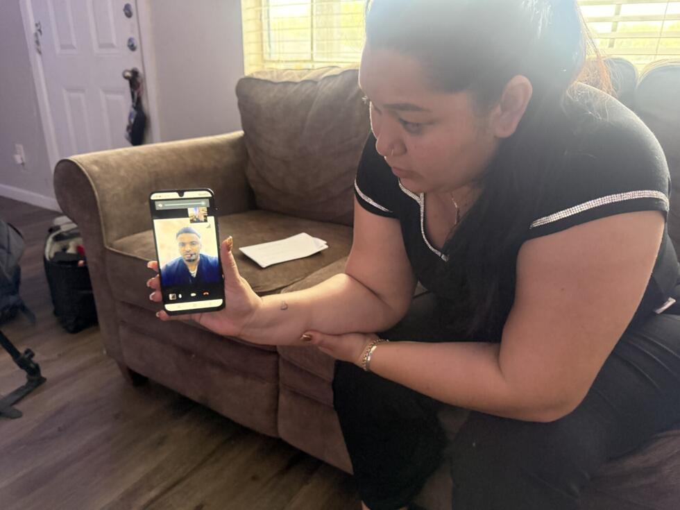 Jefferson talking to his wife by video call from the Don Hutto detention centre in Texas