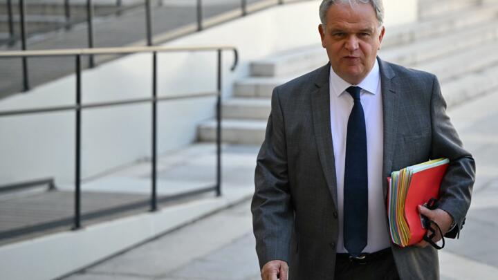 French Senator François-Noël Buffet arrives for his Senate hearing following his candidacy to become the country's new Defender of Rights, on July 21, 2026.