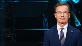 Social Democratic Party leader Magdalena Andersson (L) and Swedish Prime Minister and Moderate Party leader Ulf Kristersson in a televised election debate in Stockholm, Sweden, on September 10, 2026.