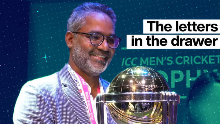 France Cricket Chairman Prebagarane Balane at the ICC World Cup Trophy Tour in Paris, August 19, 2023