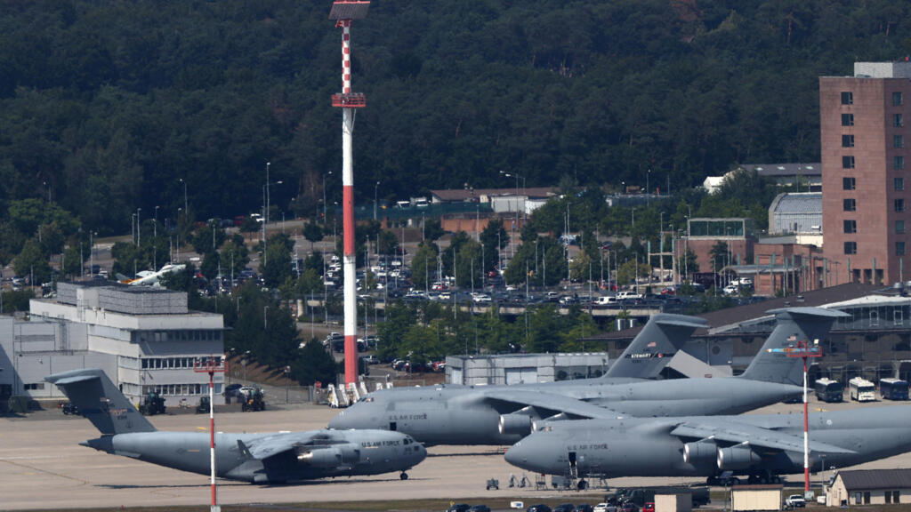 Planes are seen at the US military airbase in Ramstein near Landstuhl, Germany, July 20, 2020
