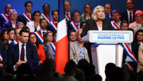 Far-right leader Marine Le Pen gives a speech in Henin-Beaumont on September 13, 2026