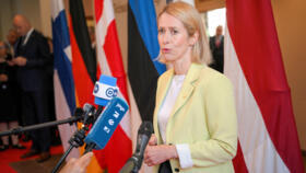 European Commission Vice-President Kaja Kallas speaks to the media at the Arktikum science centre during the European Arctic Summit, in Rovaniemi, Finland, on September 14, 2026