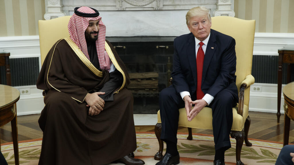 FILE - In this March 14, 2017 file photo, President Donald Trump meets with then Saudi Defense Minister and Deputy Crown Prince Mohammed bin Salman in the Oval Office of the White House in Washington.