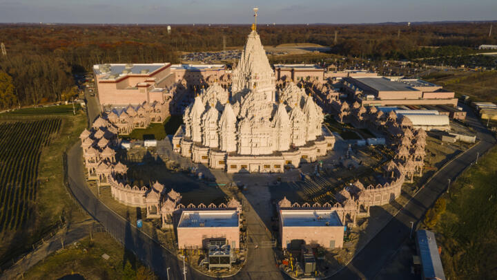 BAPS Swaminarayan Akshardham, the largest Hindu temple outside India in the modern era, is in Robbinsville, New Jersey, on November 19, 2023.