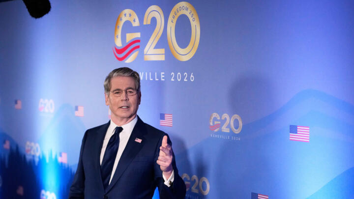 Treasury Secretary Scott Bessent speaks to reporters at the G20 Finance Ministerial in Asheville, N.C., Tuesday, Sept. 1, 2026.