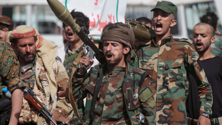 Yemen's Houthi rebels march during a mobilization campaign in Sanaa, Yemen, Thursday, Sept. 10, 2026.