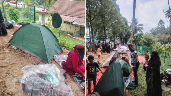 Rohingya refugees camp near the offices of the United Nations High Commissioner for Refugees (UNHCR) in the Malaysian capital, Kuala Lumpur, after being expelled from the village of Kuala Muda in the state of Penang on July 27, 2026.