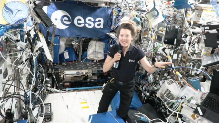 French astronaut Sophie Adenot, during her exclusive interview with France 24 and RFI from the ISS