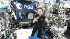 French astronaut Sophie Adenot, during her exclusive interview with France 24 and RFI from the ISS