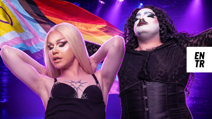 Molly Tok and Leona Love during a drag performance in Yerevan in June 2026