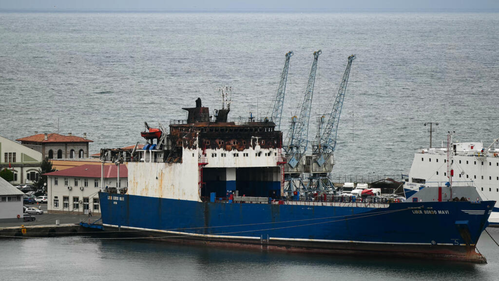 File image of the Ro-Ro cargo ship named "Lider Bordo Mavi" at the Port of Trabzon, northeastern Turkey on September 15, 2026 after being hit in August in the Black Sea