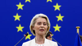 European Commission President Ursula von der Leyen speaks during her State of the European Union address