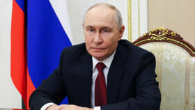 Russian President Vladimir Putin records a video address to the nation ahead of the upcoming parliamentary election, at the Kremlin in Moscow, Wednesday, Sept. 16, 2026. 