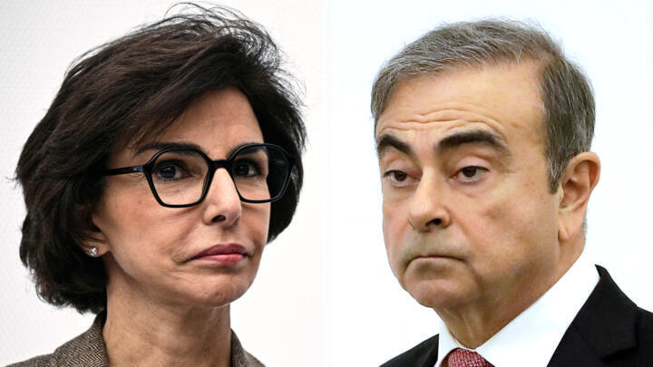 (This combination of file pictures created on July 22, 2025 shows France's ex-culture minister Rachida Dati (L) and former Nissan chairman Carlos Ghosn. 