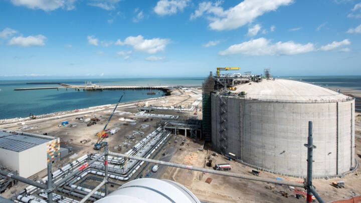 A reservoir at the liquefied natural gas (LNG) terminal in Dunkirk, northern France.