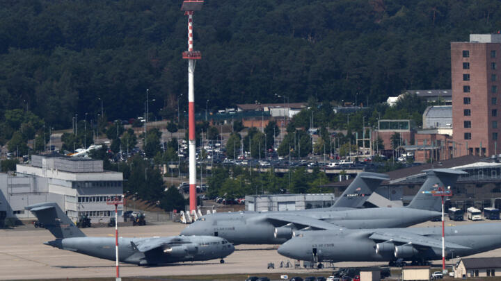 Planes are seen at the US military airbase in Ramstein near Landstuhl, Germany, July 20, 2020