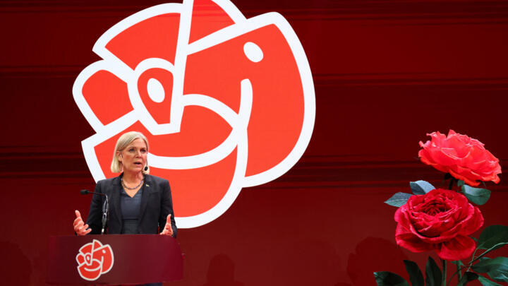 Leader of the opposition and the Swedish Social Democratic Party Magdalena Andersson speaks as the general election's voting results are released in Stockholm, Sweden, September 13, 2026.