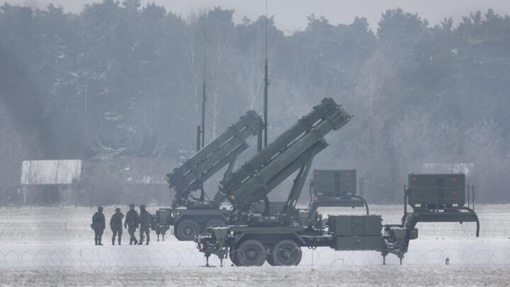 A file photo of Patriot missile launchers acquired by Ukraine from the US and deployed in Warsaw, Poland.