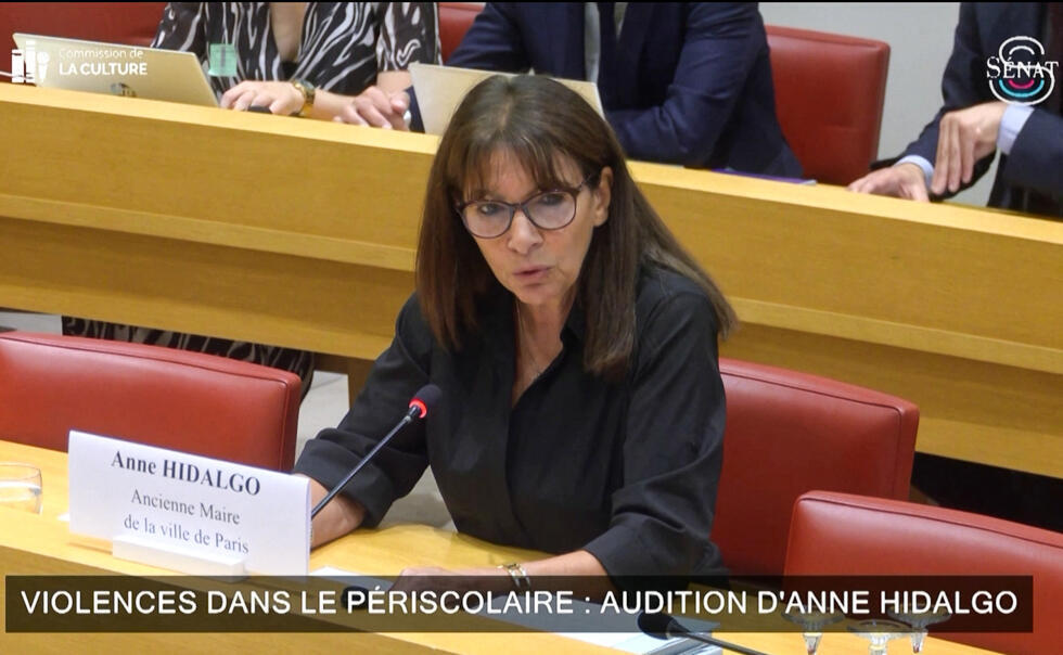 Former Paris mayor Anne Hidalgo at a senate hearing on the sex abuse scandal in the after-school care system on September 15, 2026