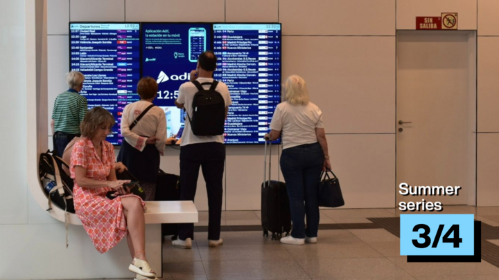 Many trains at the Madrid-Chamartín-Clara Campoamor station were fully booked on the eve of the eclipse on August 12