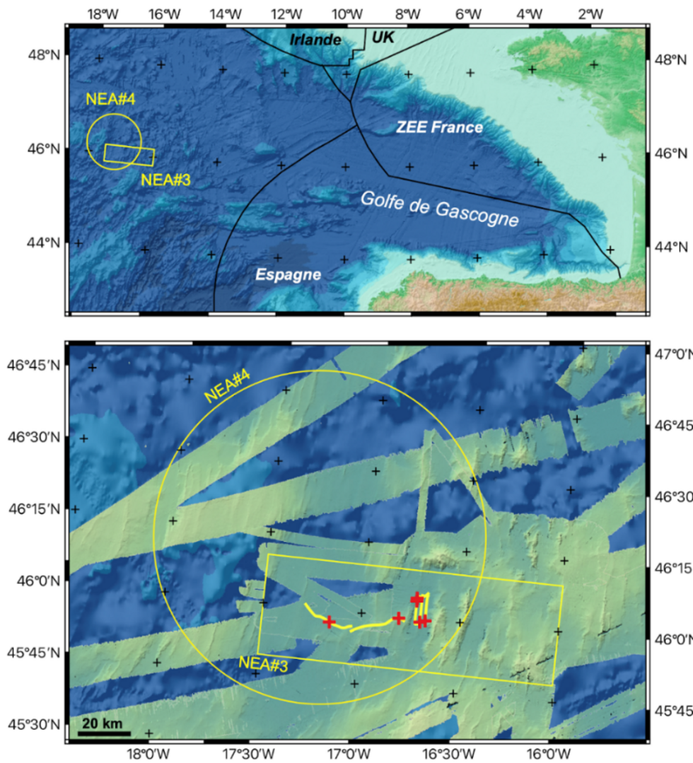 Two missions will be carried out over the submerged areas of the Northeast Atlantic abyssal plain, covering an area of 6,000 square kilometres.